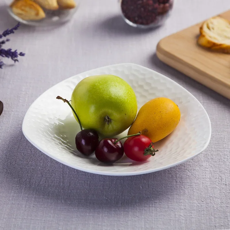 

8 Inch, Bone China Triangular Dinner Plate, Creative 3D Design, Ceramic Dessert Dishes, Dinner Service Fruit Plate Decoration