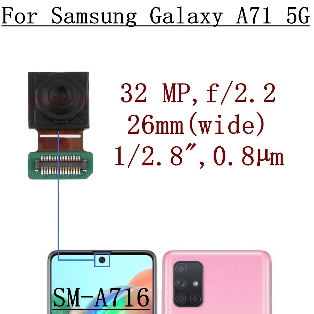 Rear Front Camera For Samsung Galaxy A71 5G A716F A716V A716B Backside Back Facing Wide Camera Module Replacement Parts