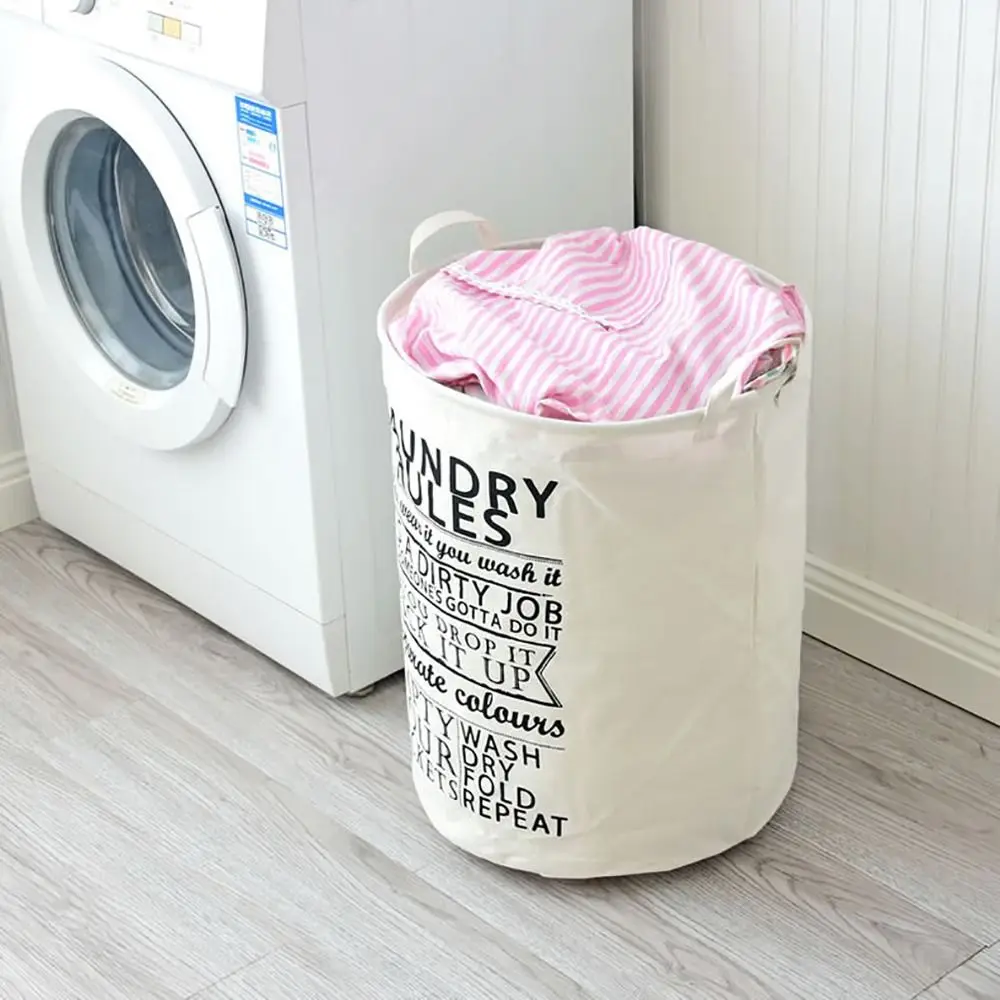 1Pcs Foldable Laundry Basket Cotton Linen Waterproof Large Capacity Storage Hamper Dirty Clothes Home Organizer Toy Storage Bin