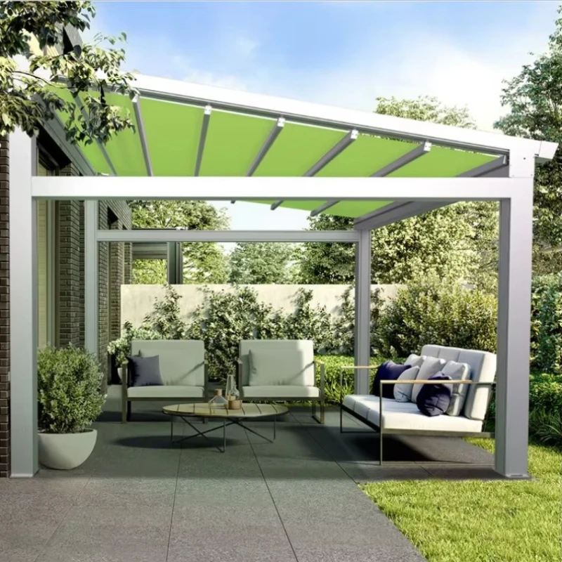 

Outdoor Patio Motorized Aluminum Alloy Folding Pergola Shading Awning