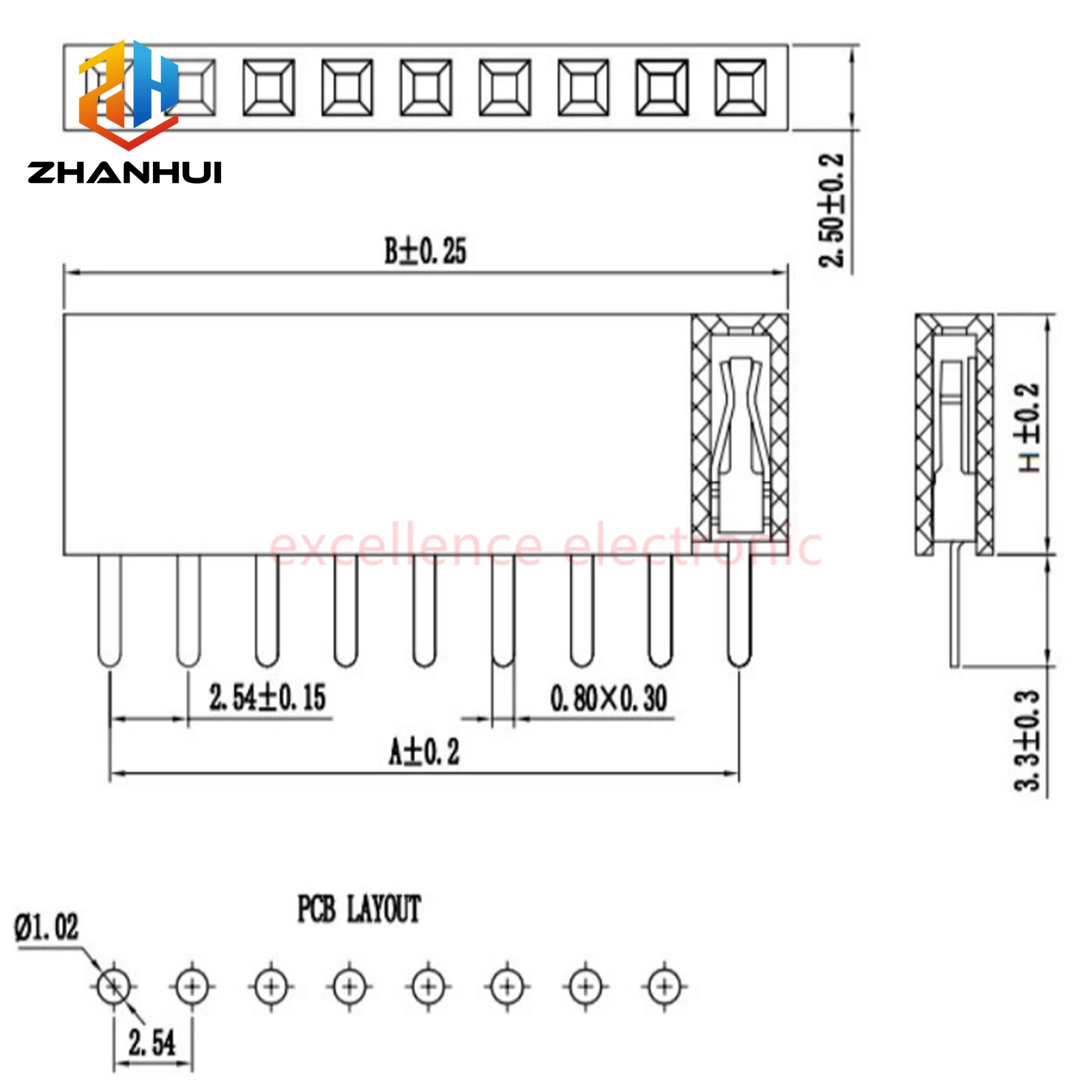 10Pcs 2.54mm Pitch Single Row Female Header Socket - 2/3/4/5/6/7/8/9/10/12/14/16/20/40 Pin PCB Connector