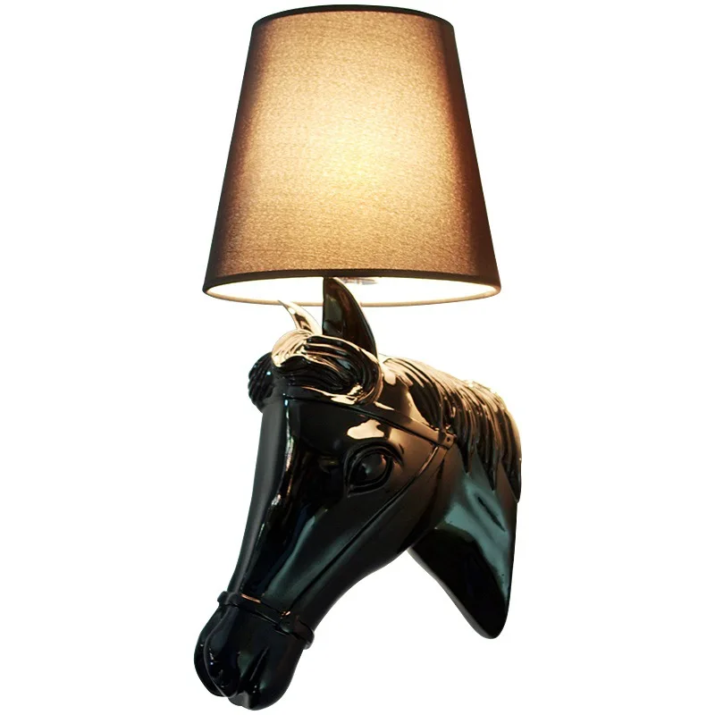 

Modern Creative Hotel Wall Lamp Simple Nordic European Style Bedroom Bedside Wall Lamp Balcony Corridor Horsehead Wall Light