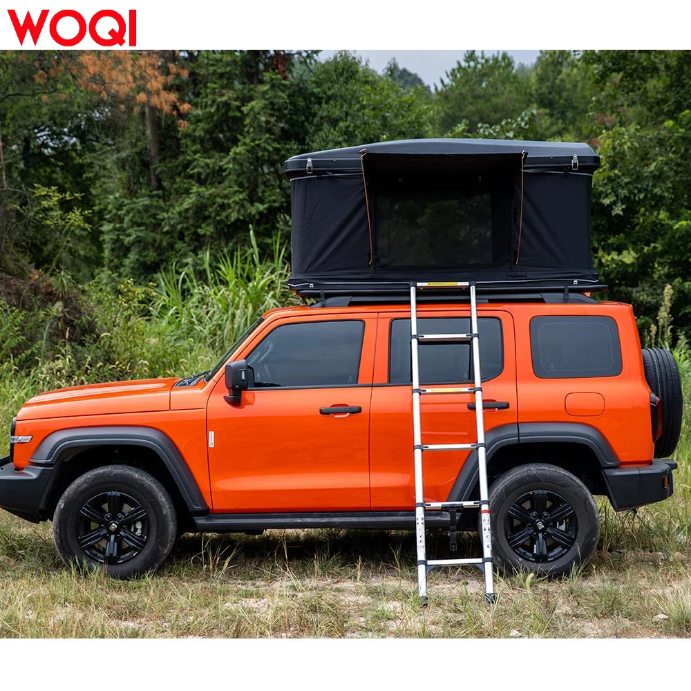 

WOQI Wholesale Low MOQ family outings durable Foldable 4 Person fiberglass car roof top tent