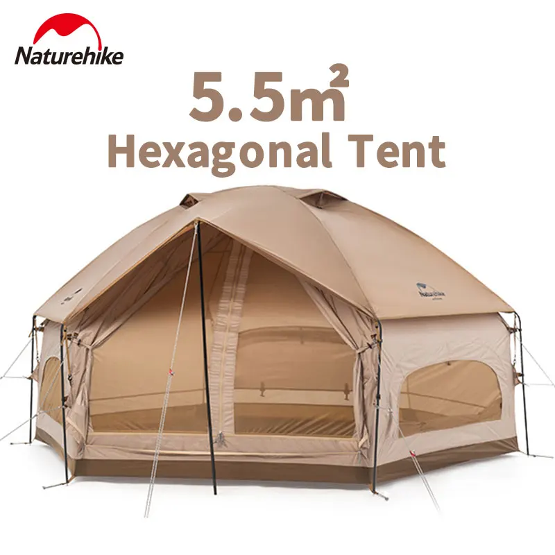 

Naturehike Camping Mushroom Tent 3-4 People Outdoor Waterproof Dome Garden Tent Double Layer Hexagonal Tent Integrated Tent Pole