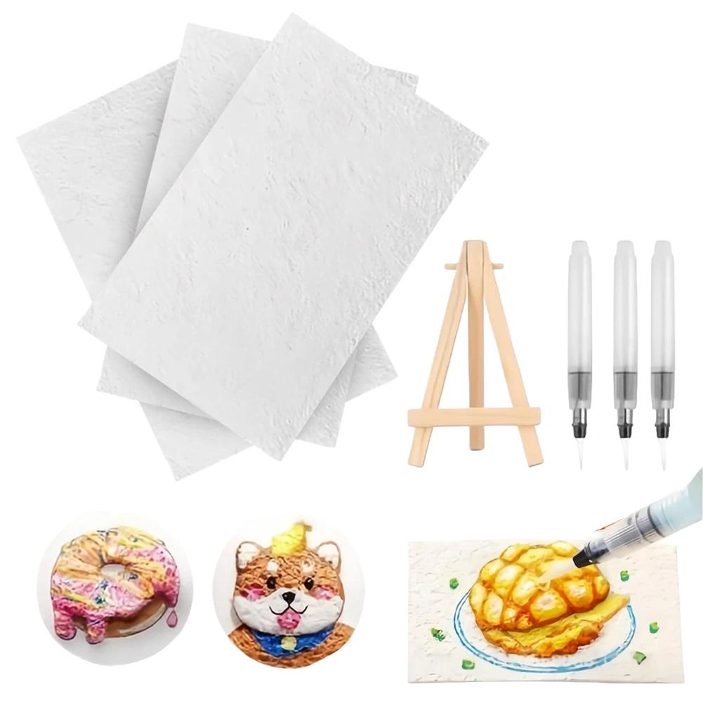 10Pcs DIY Art Supplies Foam Texture Painting Paper with 12 Marker Pen&10 Chian Magic Puffy Paint Kit Sponge Canvas Art Supplies