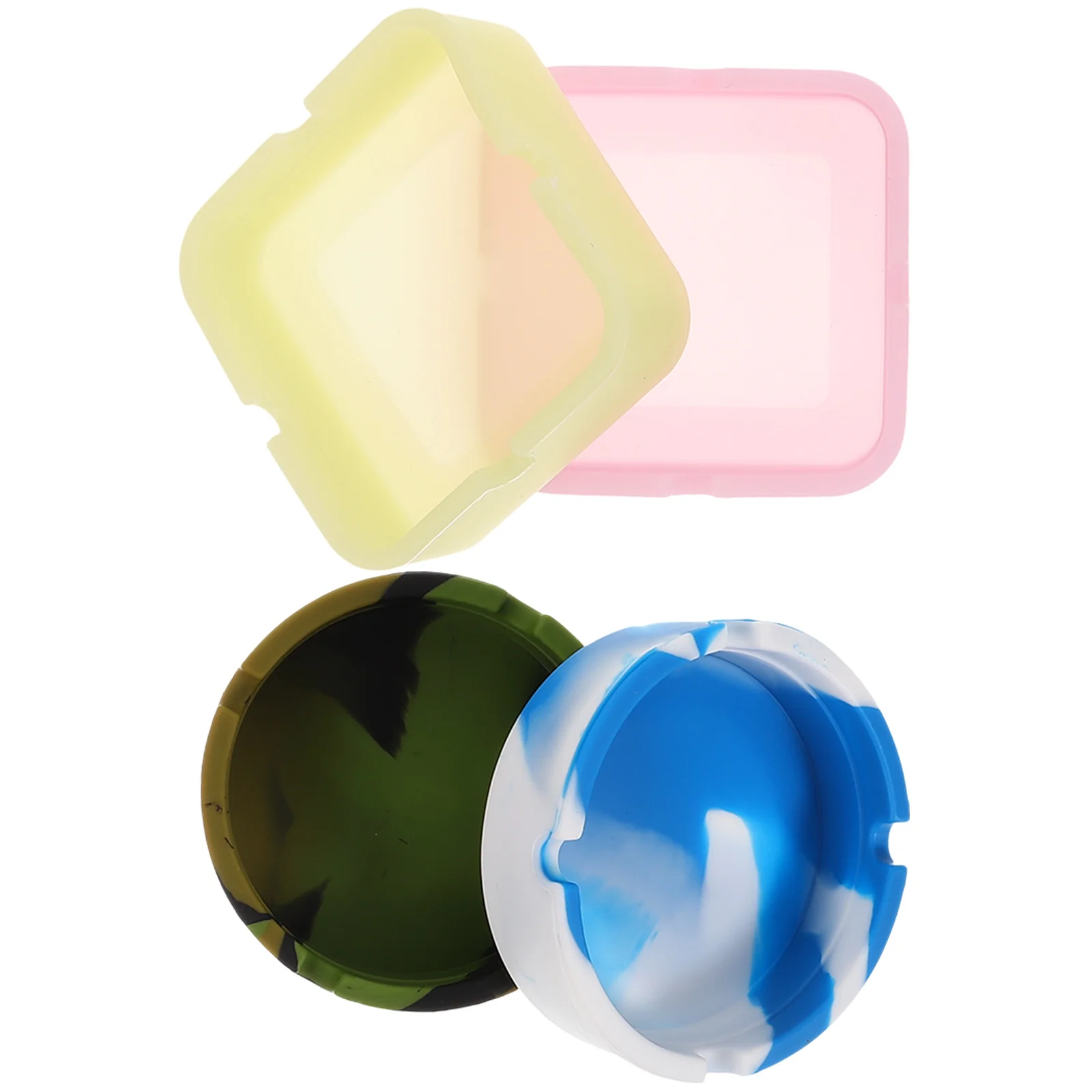 

4pcs Silicone Ashtray Decorative Desktop Cigarette Holder Reusable Smoke Tray For Home Living Room Blue Square Soot Storage