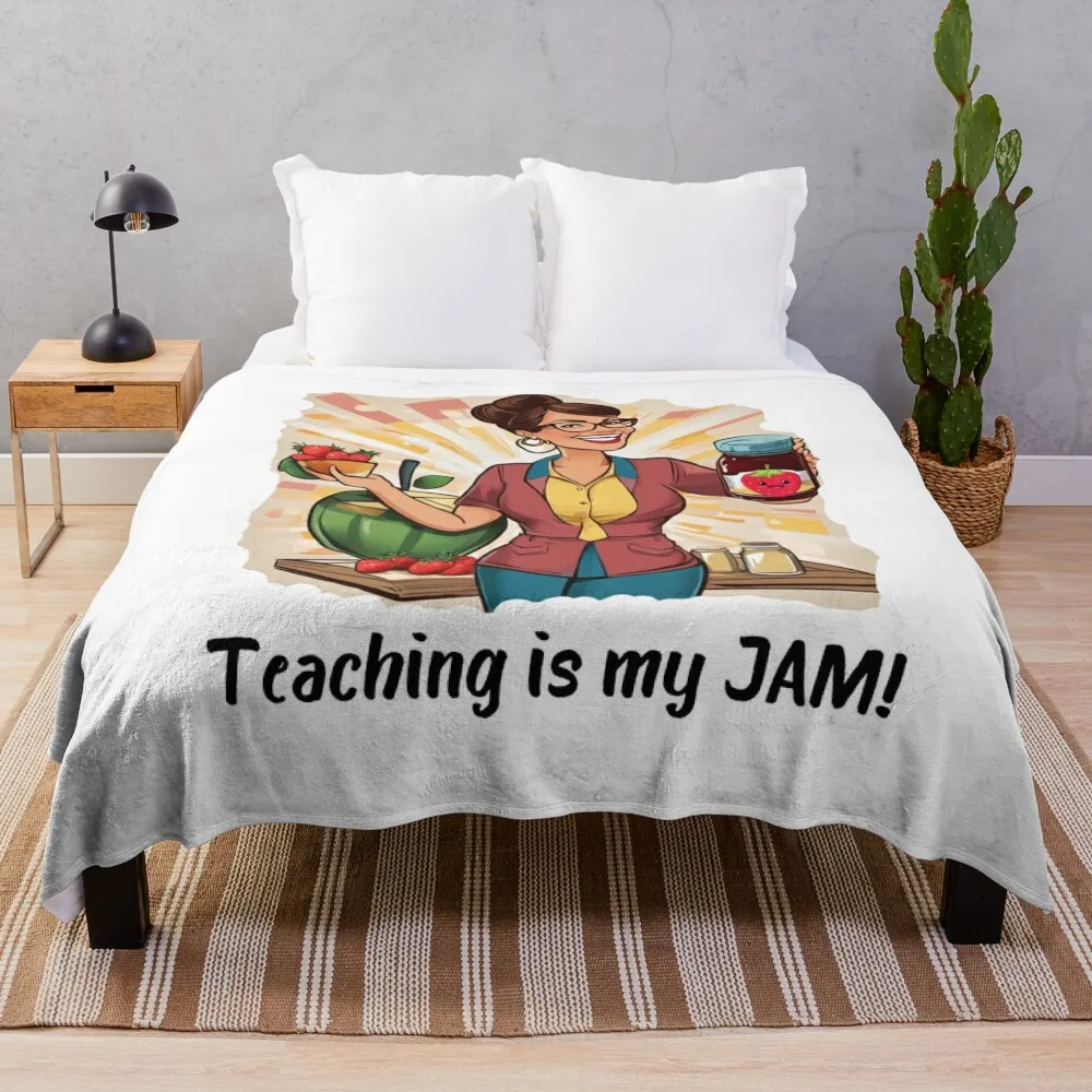 

Teacher is my jam - funny gifts for teachers and school lovers Throw Blanket Flannel Cute Weighted Hair Blankets