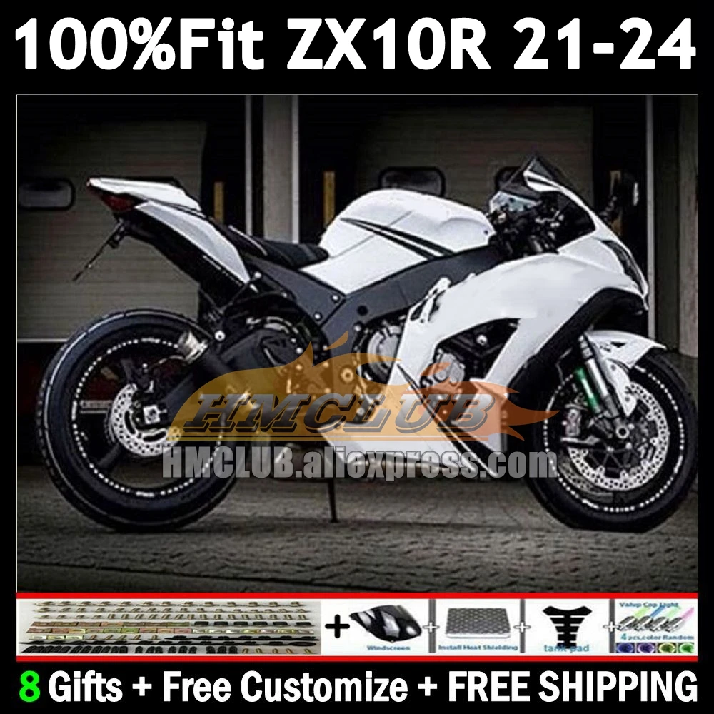 Injection Body For KAWASAKI NINJA ZX-10R ZX 10R 10 R 2021 2022 2023 2024 172No.177 ZX1000 ZX10R 21 22 gloss white 23 24 Fairing