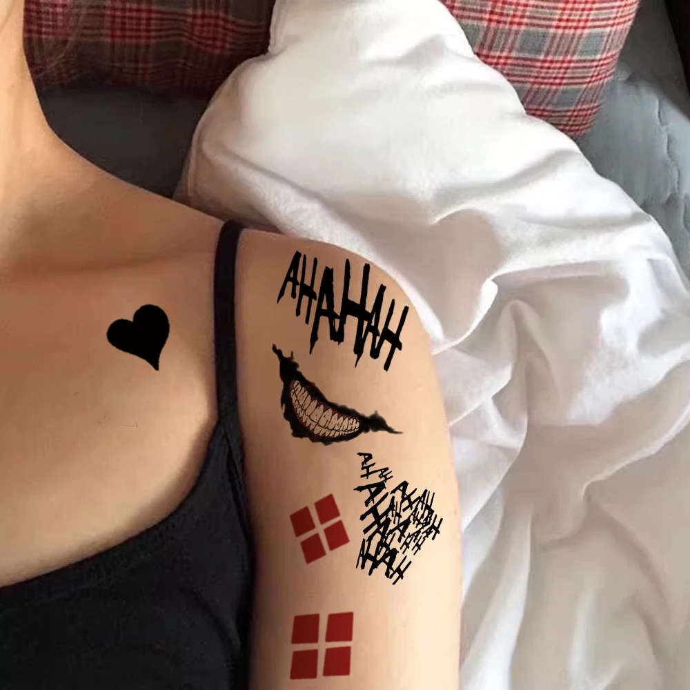 10 個クリエイティブピエロタトゥーステッカー、シンプル、防水、耐久性、ハンドバックギフト、パーティーパーティーフェイスステッカー、装飾