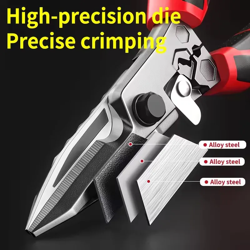 Heavy Duty Multifunctional Electrician Scissors Crimping Wire Cutter with Wrench for Metal Sheet Cable Cutting