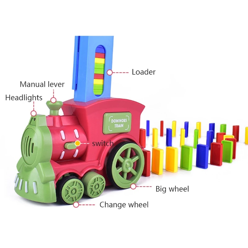 F19F Domino-pociąg zestaw klocków do układania klocki do budowy mózgu rozwojowy automatyczny samochód elektryczny dla 3 +