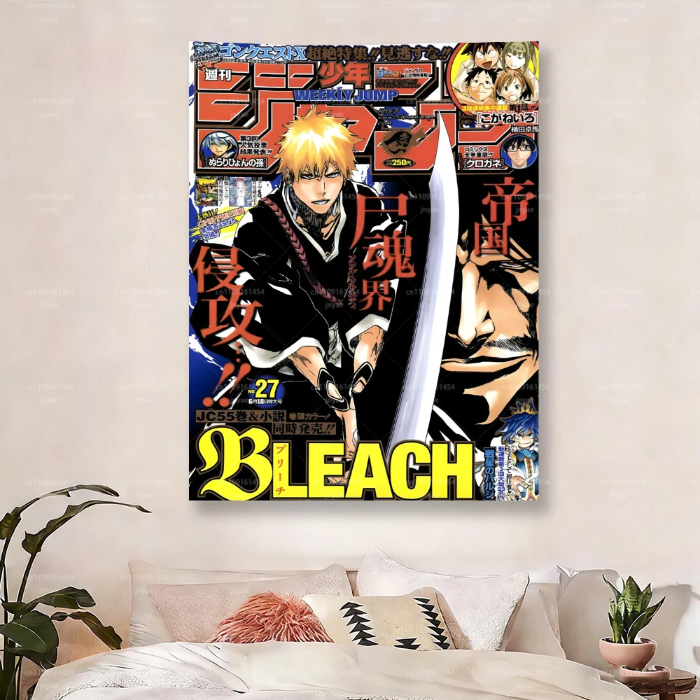 BLEACH Anime Weekly Jump Cover Tapestry, Flat Print Ichigo Kurosaki Wall Hanging, Japanese Manga Decor for Bedroom & Fan Gift