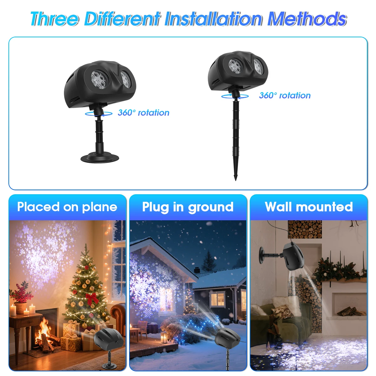 2025 new  Double-head Christmas Snowflake Projector Lights ,Owl Shaped HD Dynamic Snowflake Projector Light for Indoor Patio