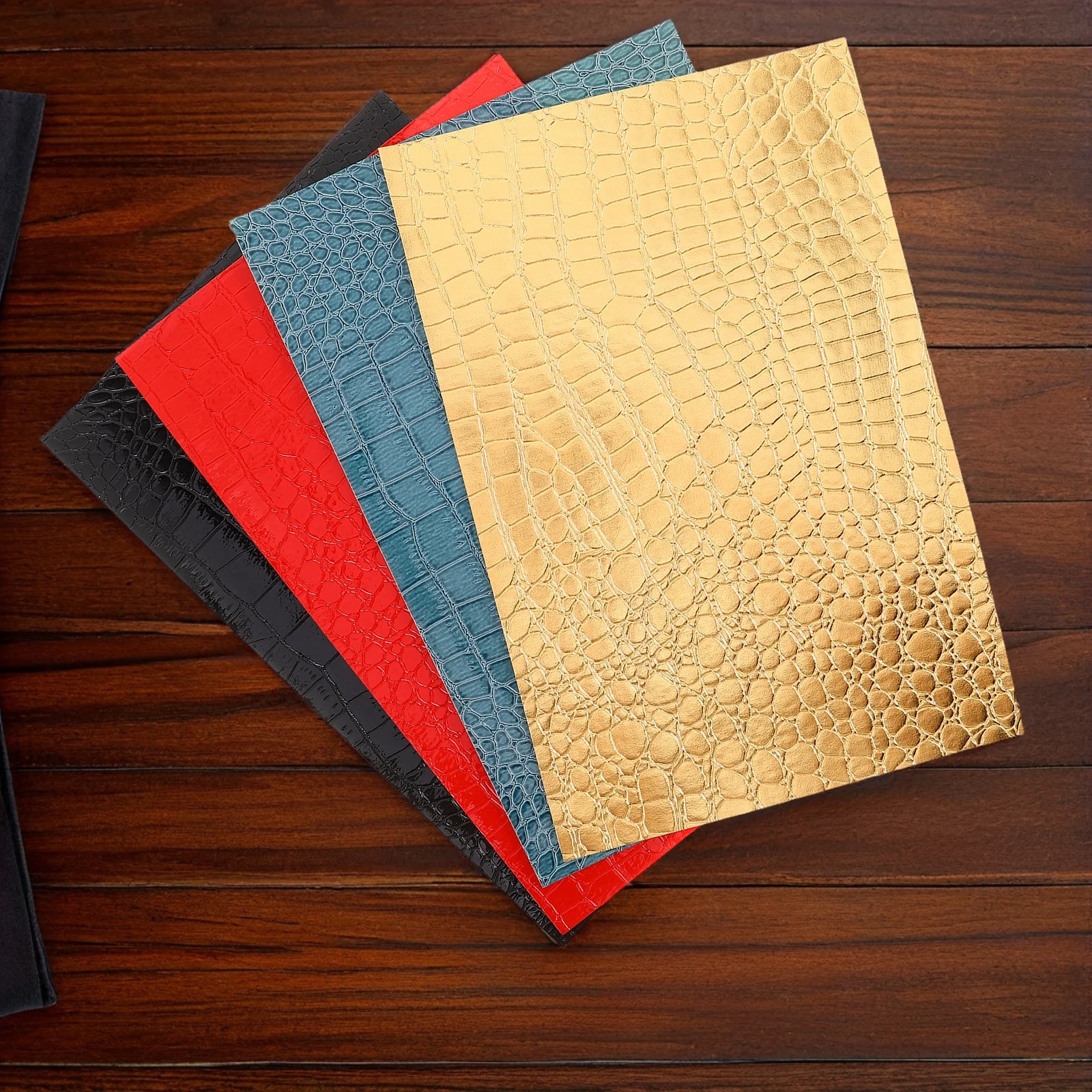 

4Pcs 30x20cm Embossed Faux Sheets DIY Crafts Wallets Bags Sewing Projects Craft Fabric PU Fabric for Bow Making