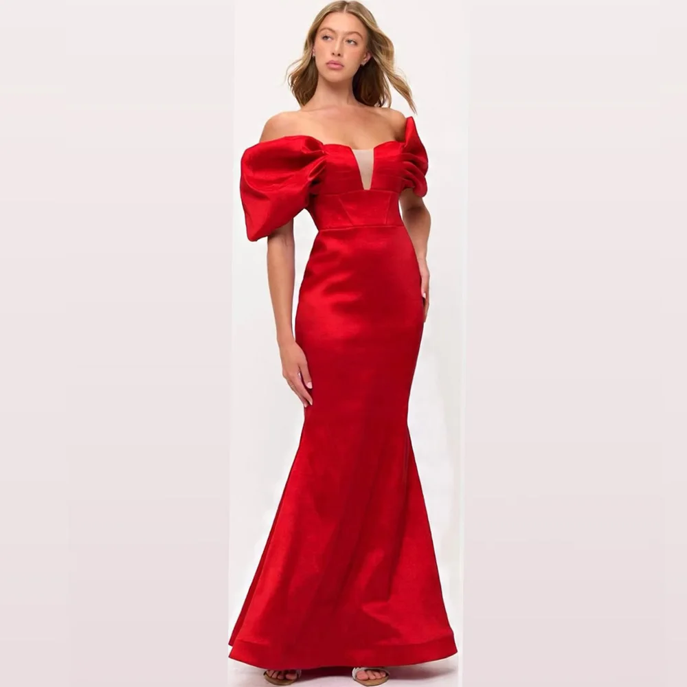 Elegant Strapless Sleeveless Evening Dress Fashion Mermaid Satin Customized Party Dress Ruched Zipper Back Vestido De Festa image 3