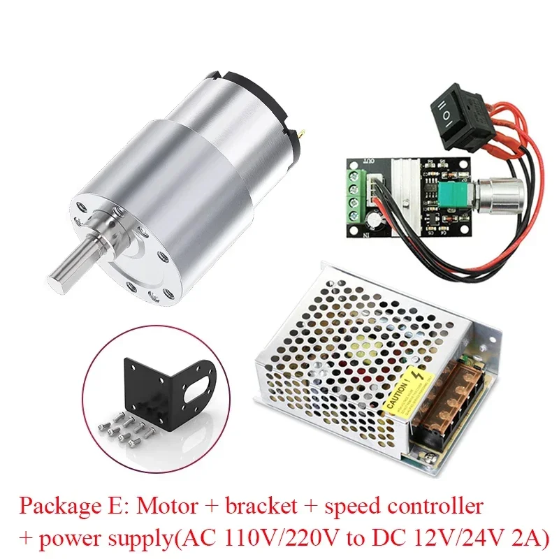 

JGB37-520 DC 12V 24V Reduction Gear Motor Large Torque High Power 15kg 7RPM-960RPM 520 Gear Motor Reversed Motor