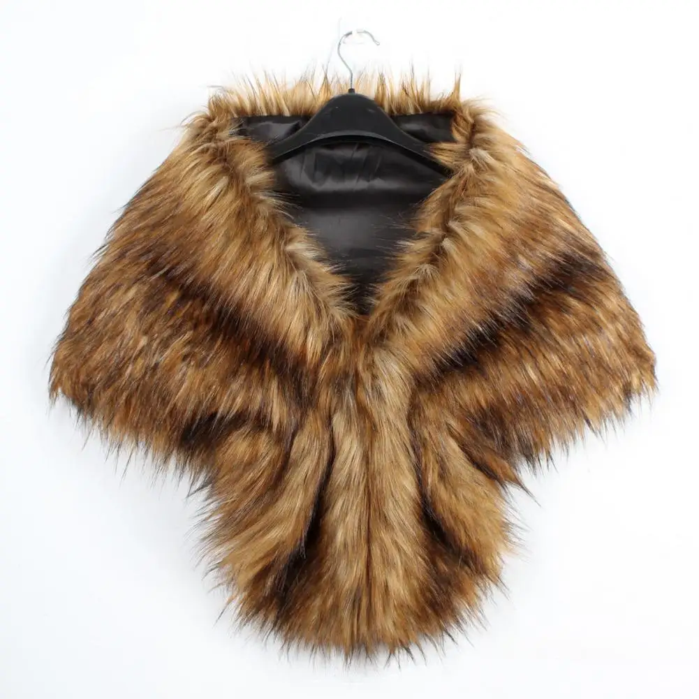 Women Faux Fur Shawl Coat Faux Rabbit Fur Poncho Vest Fashion Wrap Coat Shawl Lady Scarf Fake Fox Fur Thermal Shawl Cape Coat