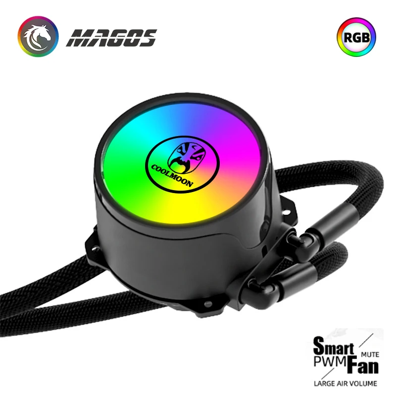 Coolmoon Cpu Aio Waterkoeling Kit, Icemoon Liquid Cpu Koeler, blok + Pomp + Radiator + Fan Combo Intel/Amd Rgb Effect