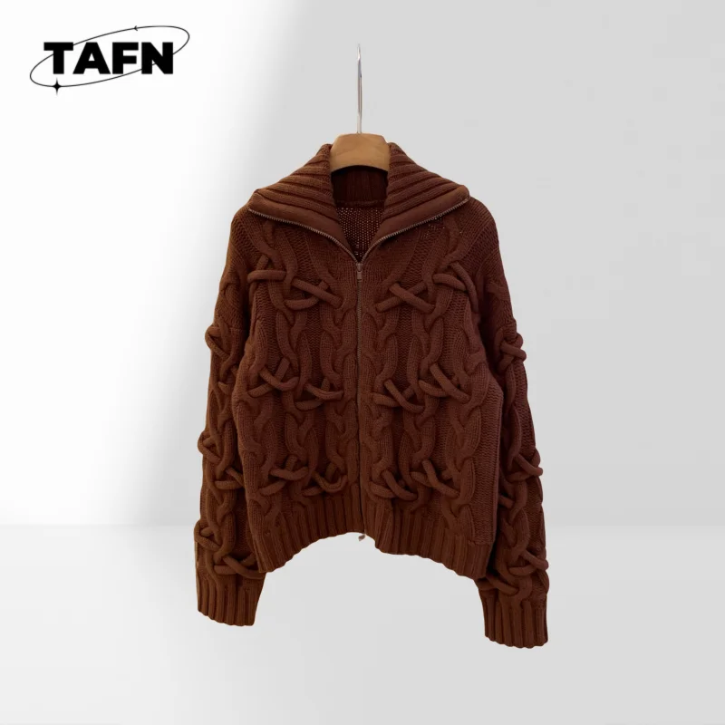 Wool Cardigan High Street Temperament Trend Sweater Simple All-Match Beautiful Vintage Style and Cozy Warmth for 25 AG1913