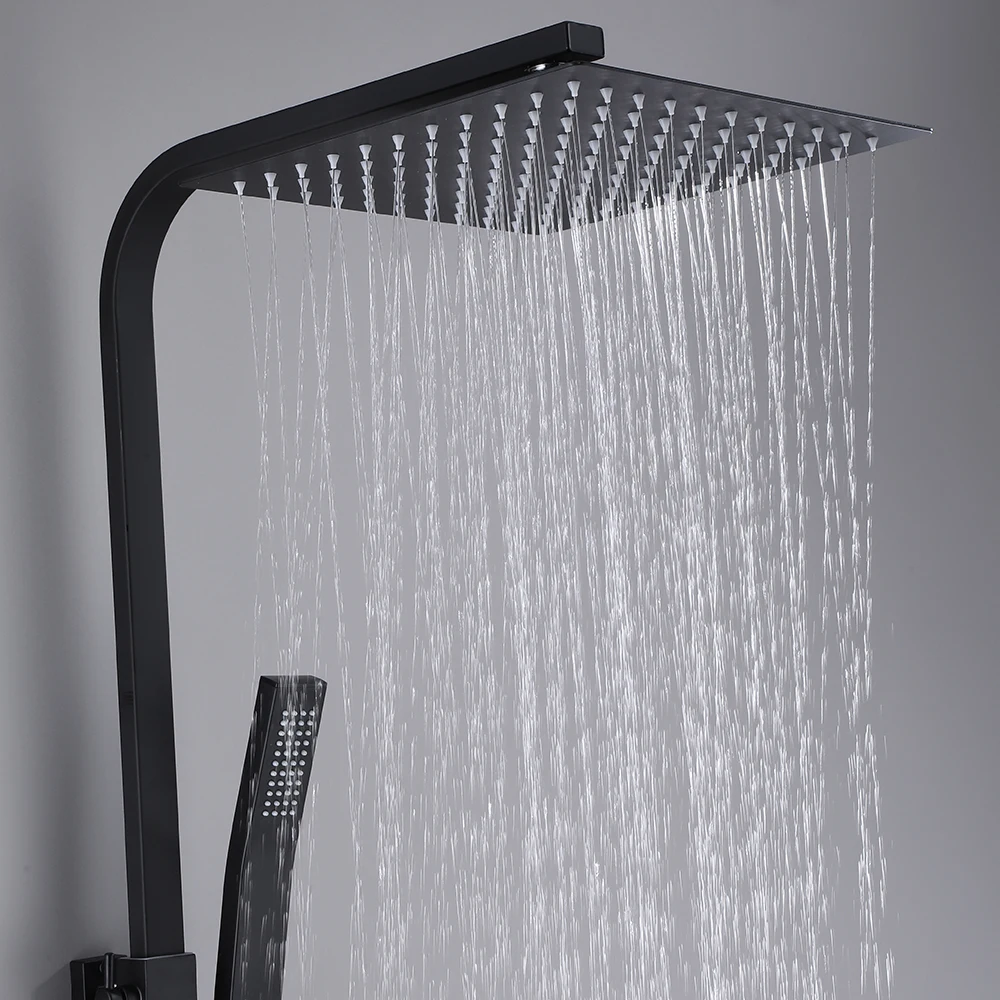 Stainless Steel  Thermostatic Shower Faucet Multiple Water Outlet Methods Height Adjustable Bathtub Faucet With Shower Shelf