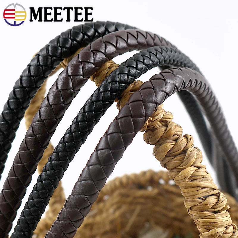 

5/10M 3-12mm PU Leather Round Rope Bracelet Handbags Handle Cord Garment Belt Sling Braided Ropes Handmade Crafts Accessories