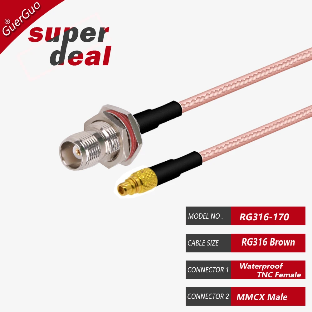 Waterproof TNC Female to MMCX MCX Male Right Angle RF Coaxial RG316 Cable Jumper Pigtail for Router Antenna Connection