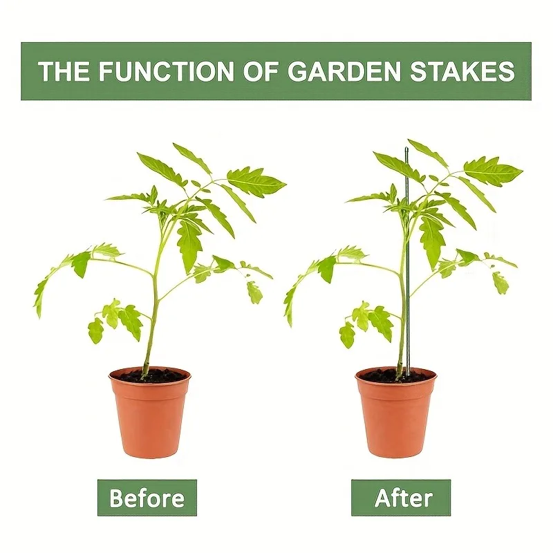 25pcs Heavy-Duty Greenhouse Plant Support Poles with Sturdy Steel Plastic Coating Tomatoes Cucumbers Beans Tree Outdoor Climbing