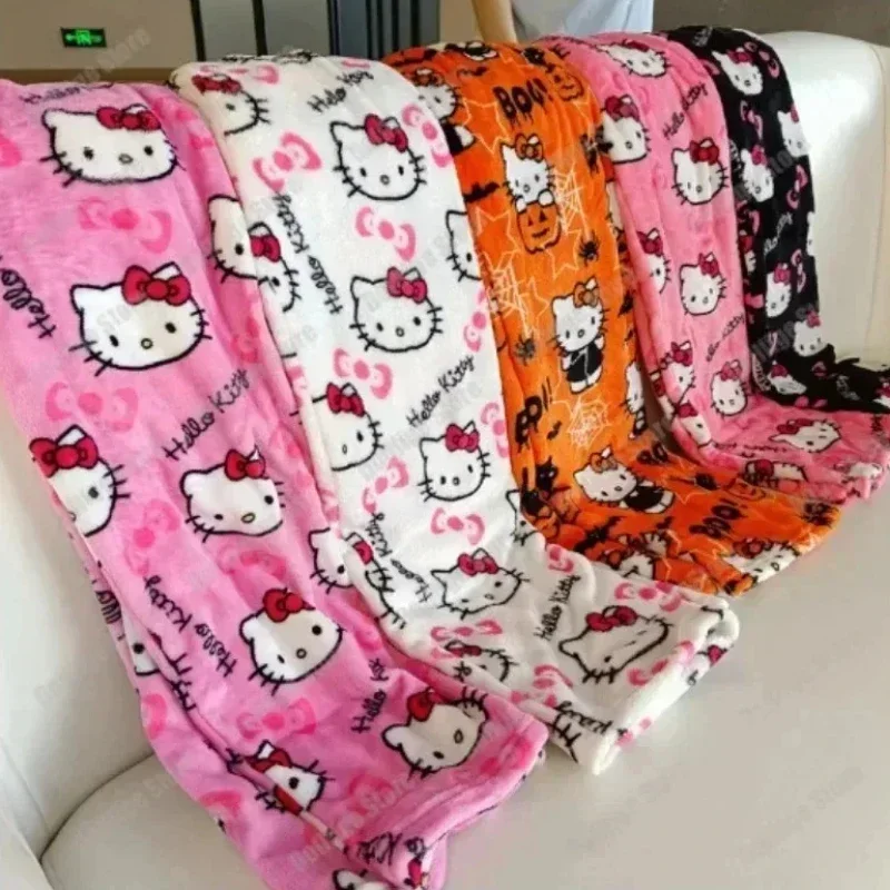 Cadılar bayramı Sanrio Hello Kitty Pijama Pantolon Anime Flanel Rahat Moda Gevşek Pantolon Kadın Kawaii Yün Anime Karikatür Pantolon