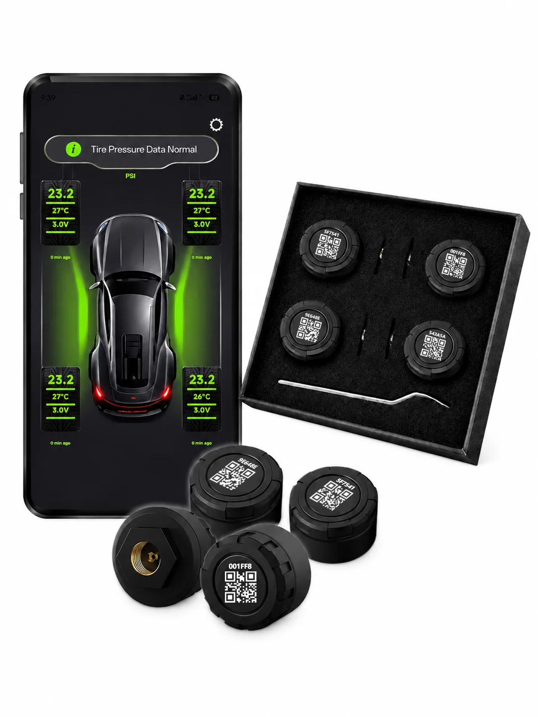 Monitor de Pressão de Pneus Bluetooth Sem Fio, Alarme de Pressão e Temperatura em Tempo Real via APP, para RV, SUV, MPV, Van, Carro, Moto, Scooter, ATV