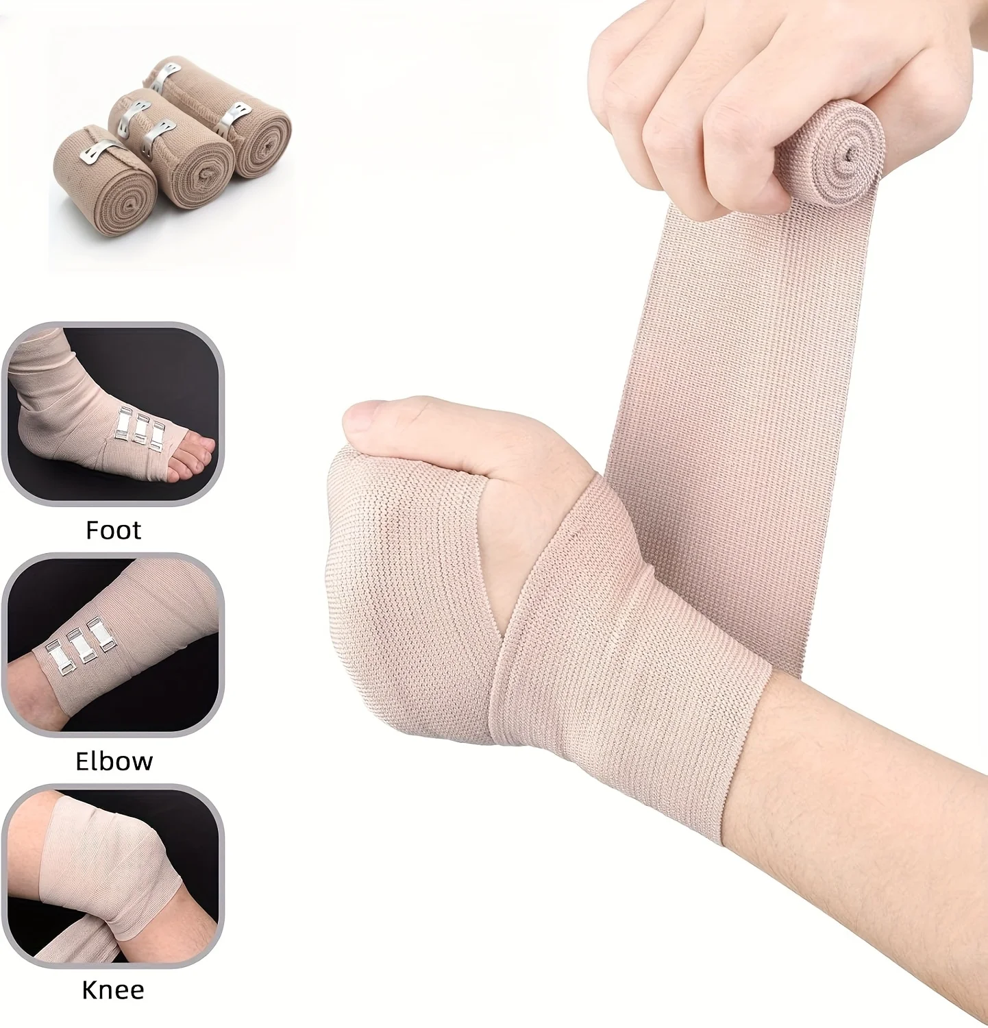 2 Rolls Self-Closure Elastic Bandage, Comfortable & Secure, Ideal for Ankle, Wrist, Arm and Leg Daily Support