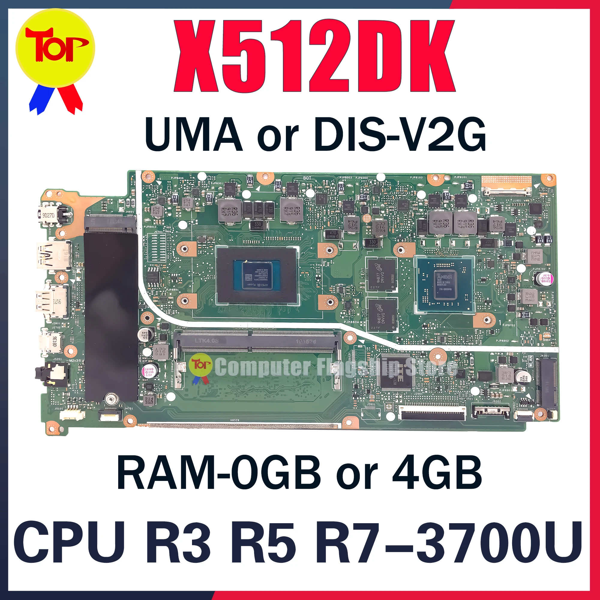 X512DK Laptop Motherboard For ASUS X512D F512DK F512D X512DAP X512DA X712DK X712D F712D F712DK X712DAP 0G/4G R3 R5 R7 Mainboard