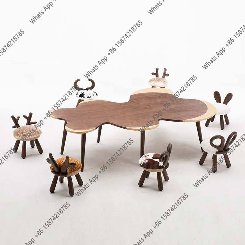 Nordic children's room learning handmade toy table kindergarten baby game solid wood table and chair combination picture book li