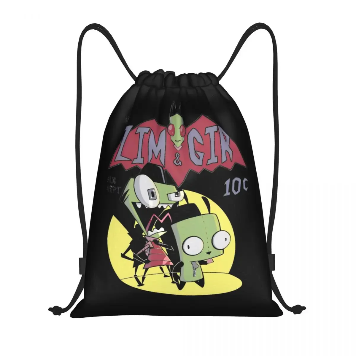 Zim And Gir INVADER ZIM Drawstring Backpack Gym Sports Sackpack Funny String Bags for Hiking