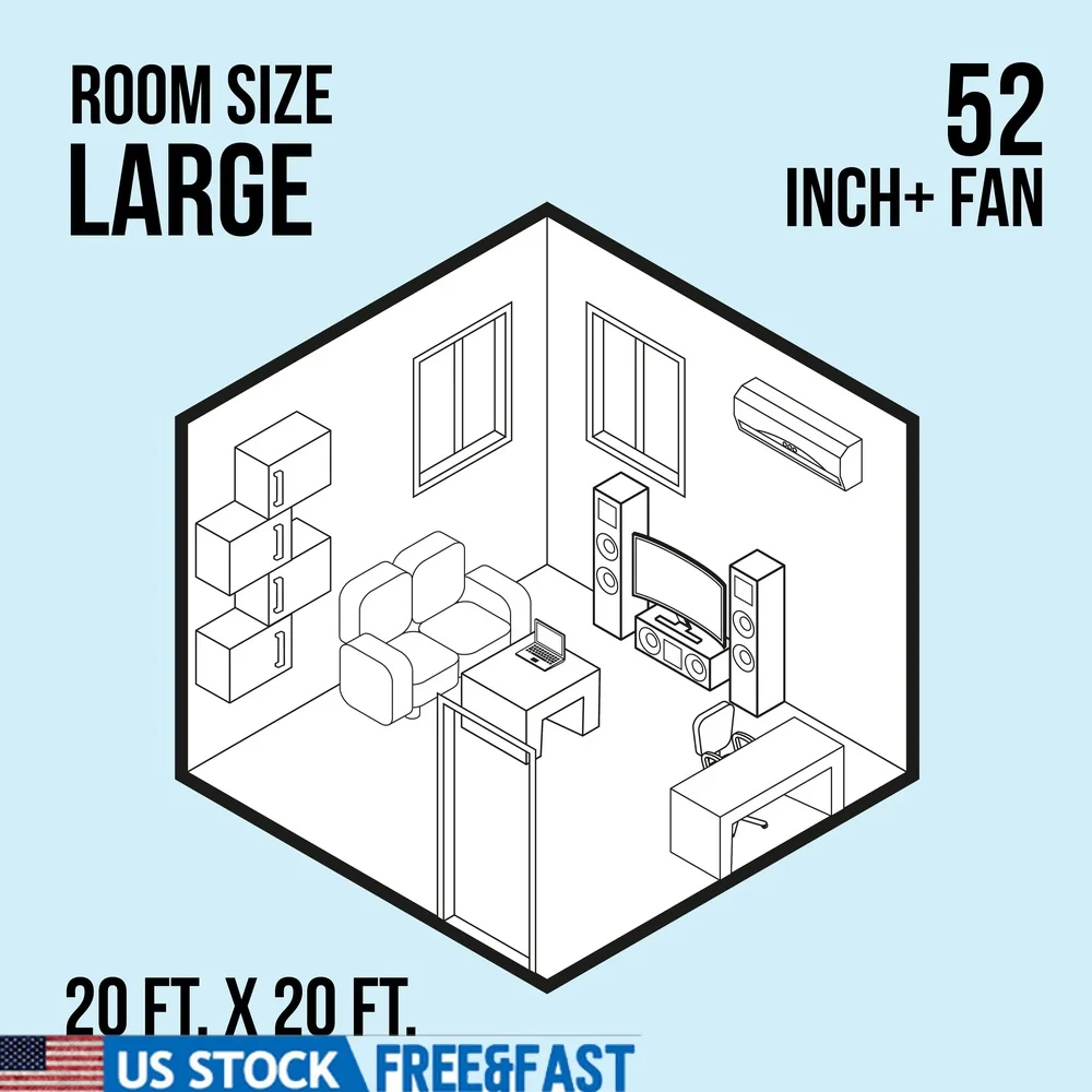 

52 Inch Ceiling Fan with Light Kit 5 Reversible Blades Quiet Motor Bedroom Indoor Use Multi Mount Options
