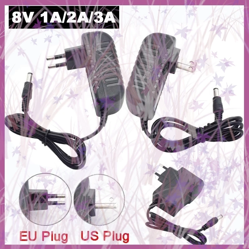 AC DC Converter 8V Universal Power Supply Adapter 8 Volt 1A 2A 3A Charger for CCTV Camera LED Lights EU US Plug B2