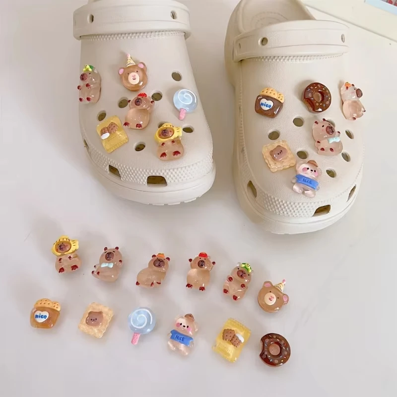 New ABS Resin Cute Capybara Series Shoe Charms DIY Shoe Flower For Sandals & Slippers Accessories Xmas Party Gifts Favors