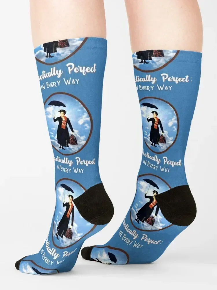 Practically Perfect in Every Way - Mary Flying Down From the Sky (White Letters) Socks fashionable Lots ankle Men Socks Women's