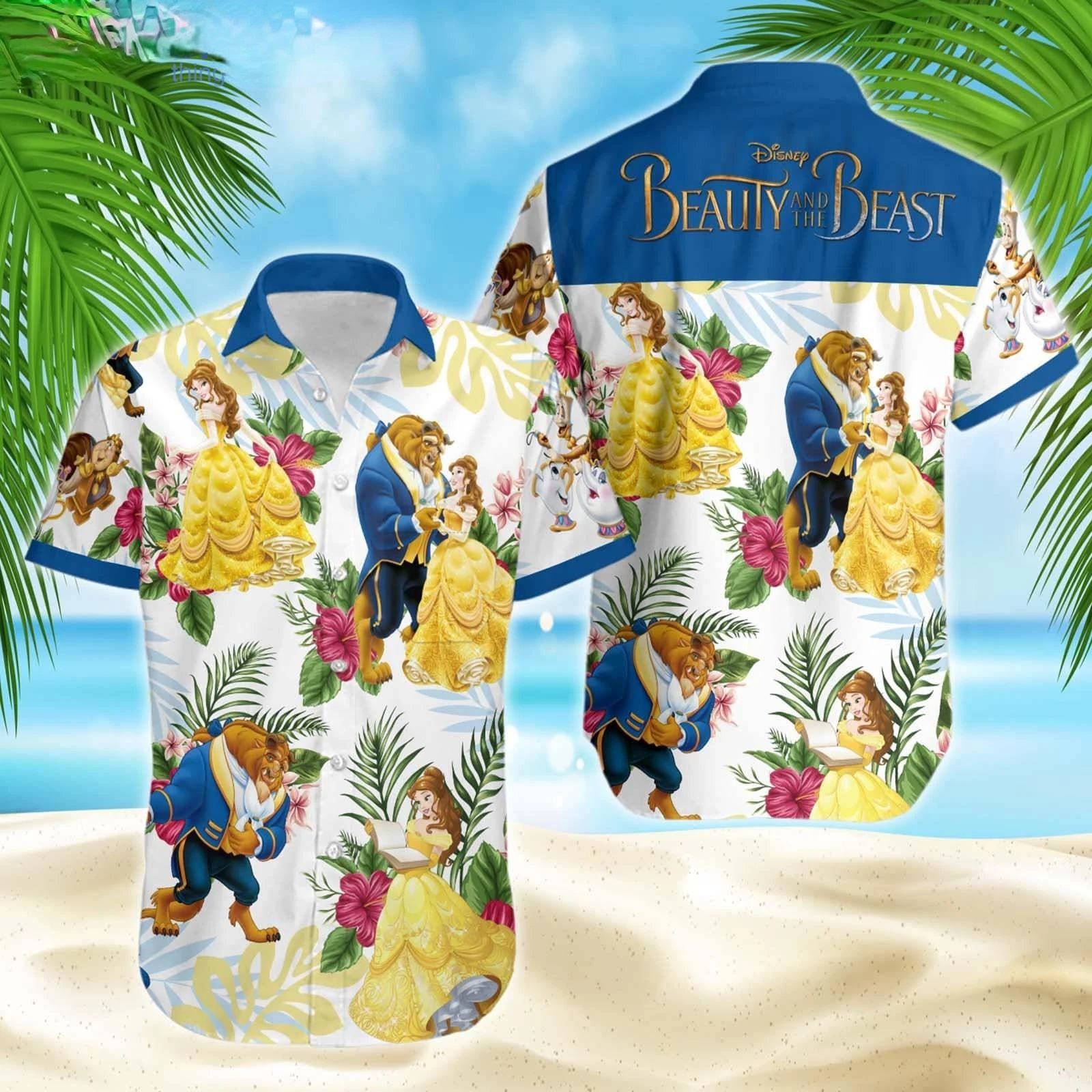

Beauty and the Beast Hawaiian Shirts Disney Fashion Beach Shirts Casual Vintage Tops Unisex Clothes