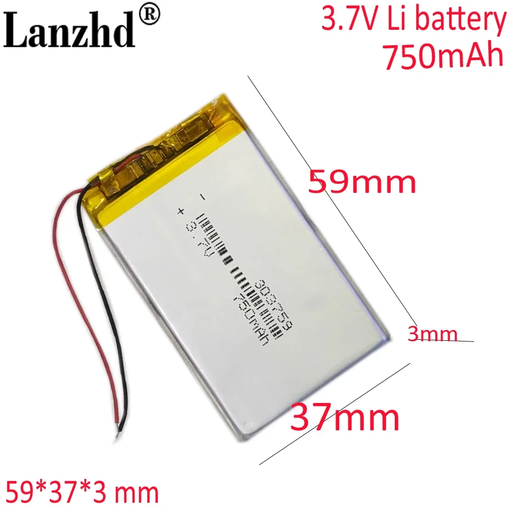 

303759 750mAh 3.7v lithium battery For dashcam CarCam F2000LHD DVR GPS Portable DVD phone E-book 254060 304060 303860