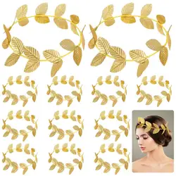 12Pcs Roman Laurel Headbands Gold Leaf Headpieces Greek Crown Roman Wreaths Goddess Headdresses Toga Headwears For Costume Party