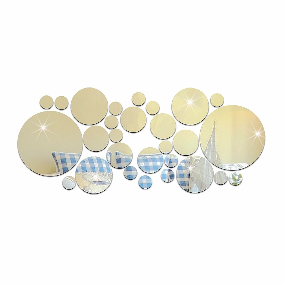 

32 Pcs Acrylic Mirror Wall Stickers, Removable Wall Decal Mirror Set, Bathroom Wall Sticker Art, Circle Ceiling Mirrors for Home