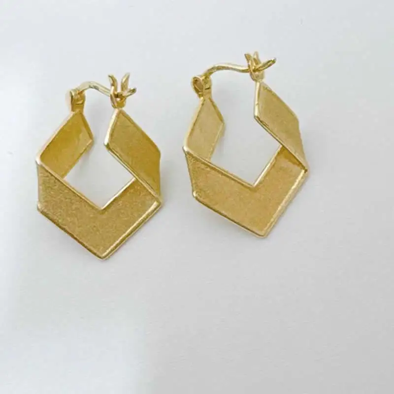 New 18K Yellow Gold Earrings Women AU750 Gold geometry Dangle Earrings