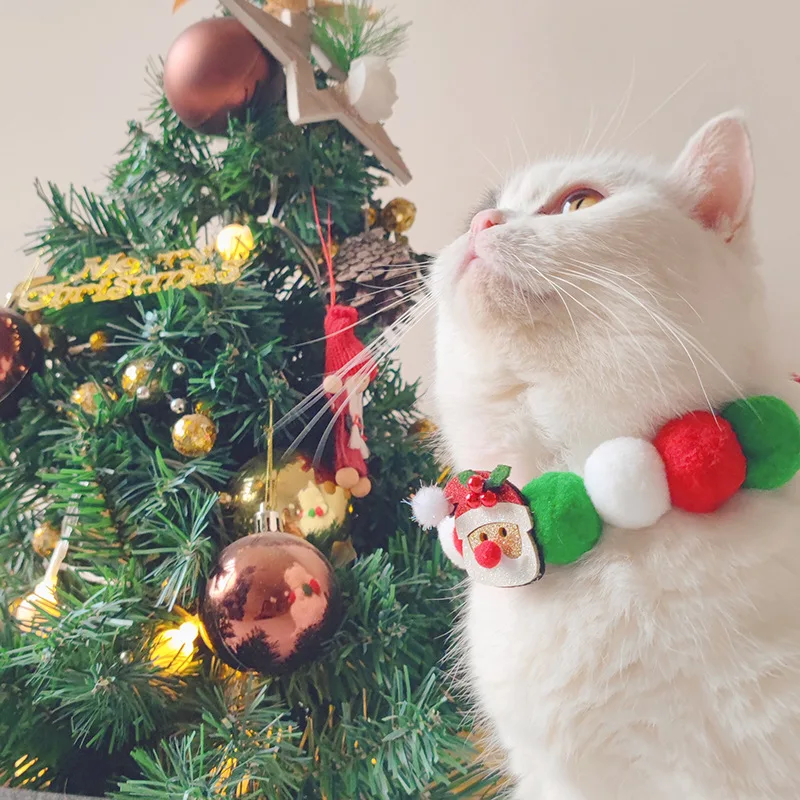 Christmas Pompons Collar Mute Ball Self-Hi Relieving Stuffy Artifact Cat Teaser Bite-Resistant Mute Ball Elastic Small Pompons