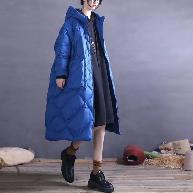 Winter nieuwe dames donsjack losse oversized eend donsjack met capuchon