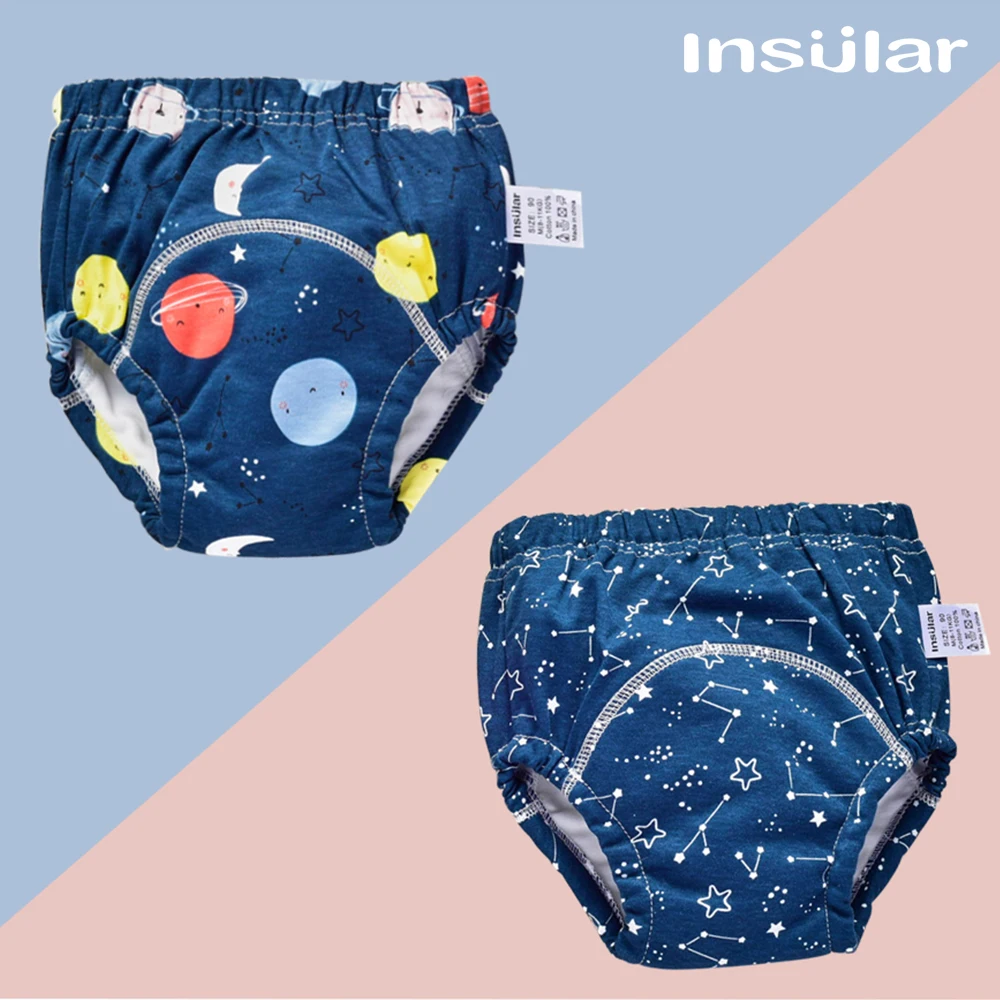 Insular Baby Training Pants Reusable Cotton Cloth Baby Diapers  Washable Infants Children Underwear Nappy Changing 2PCs/Box