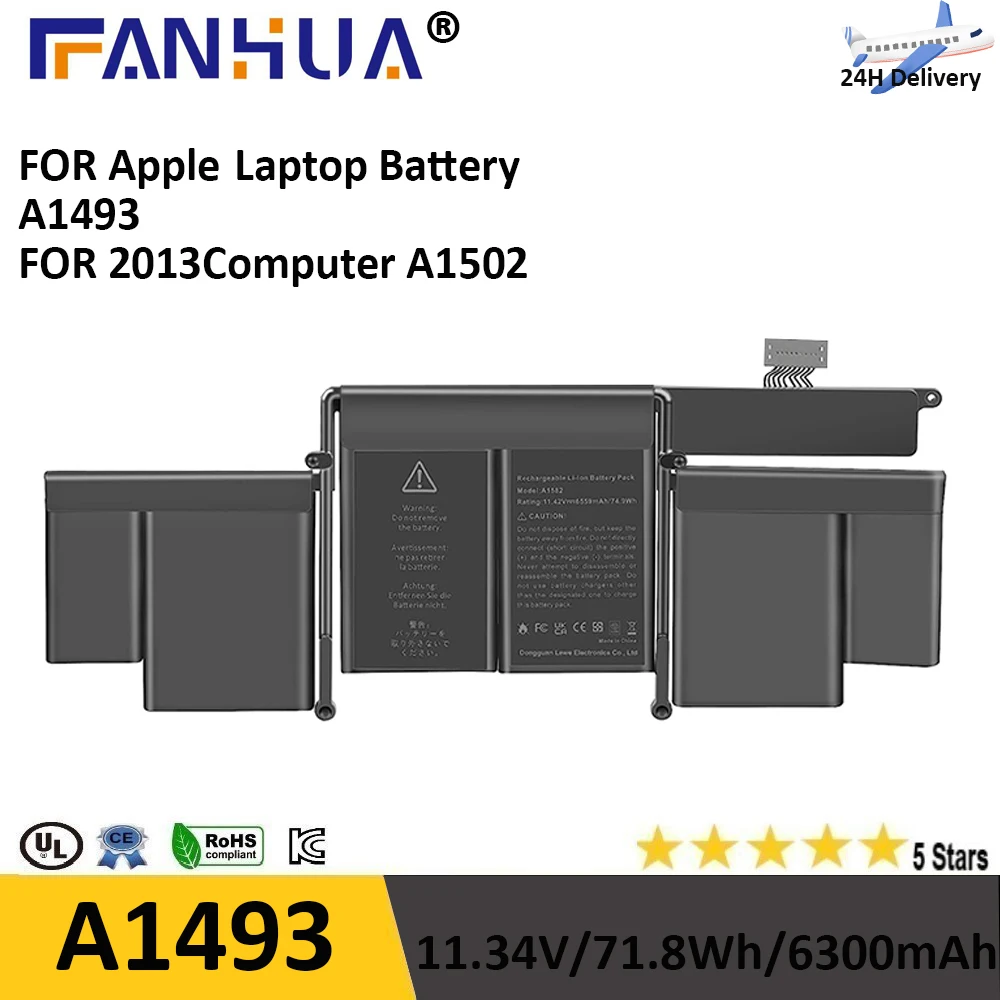 

A1493 New Laptop Battery Replacement for MacBook Pro Retina 13 inch A1502 (Late 2013, Mid 2014 Version) ME864LL/A ME866LL/A