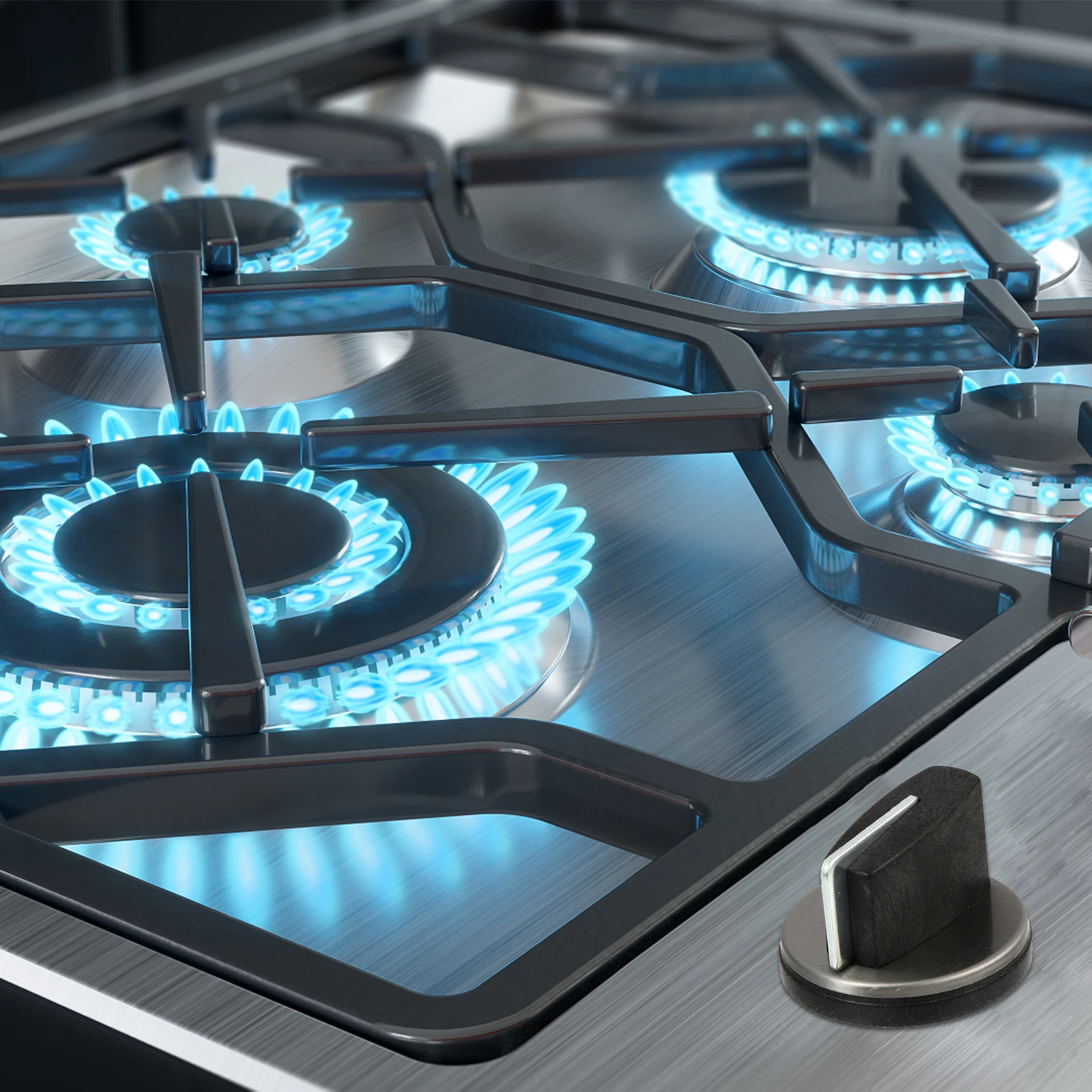 

4 pcs Gas Knob Replacement Durable Fireproof Plastic Control Buttons Easy Install No Tools Stove Cooker Accessory On-Off