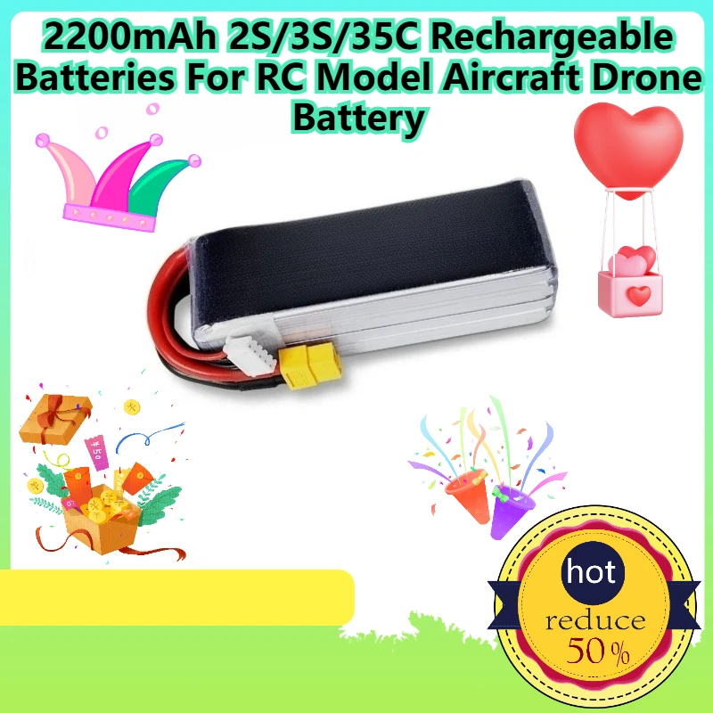 

2200mAh 2S/3S/35C Rechargeable Batteries For RC Model Aircraft Drone Battery