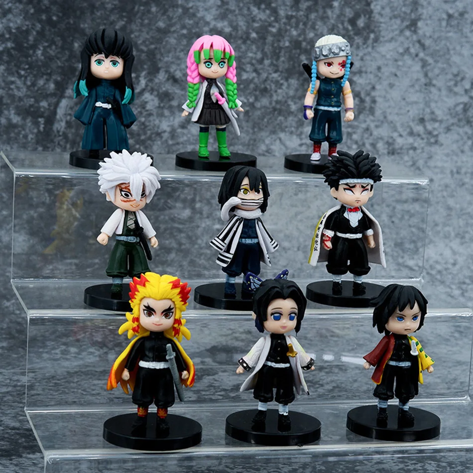 9 szt./zestaw Figurki Anime Demon Slayer Tanjirou Nezuko Zenitsu Inosuke Kyoujurou Figurka Akcji Wersja Q Model PVC Kawaii Zabawka Prezent