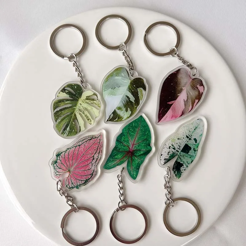 Plant Key Chain Mobile Phone Pendant Creative Acrylic Craft Products Simulation Leaf Accessories For Bag